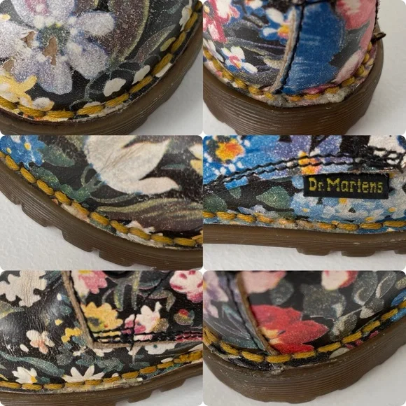 Vintage Dr. Martens England MIE Floral Print Leather Boots Toddler - Picture 12 of 14